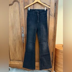 Free People High-Waist Black Flare Jeans